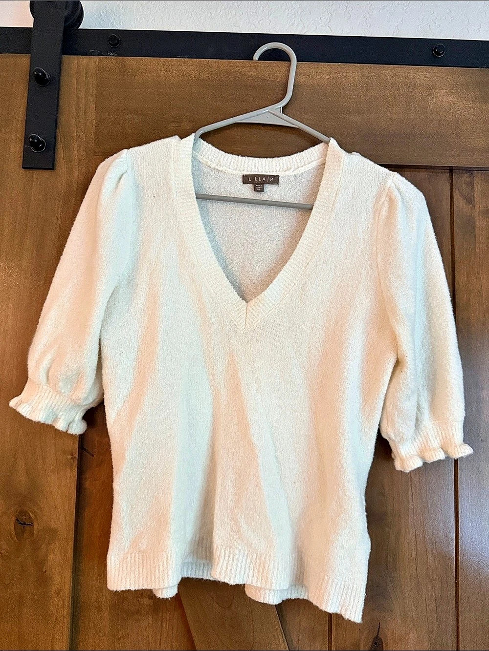 Lilla P Women's V-Neck Sweater White XS Like New